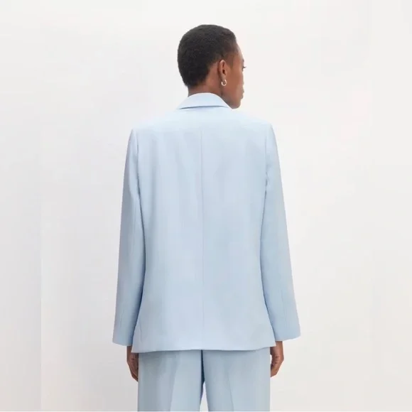 Everlane Light Blue Double Breasted Career Relaxed Fit Blazer Size 6 - Picture 2 of 16